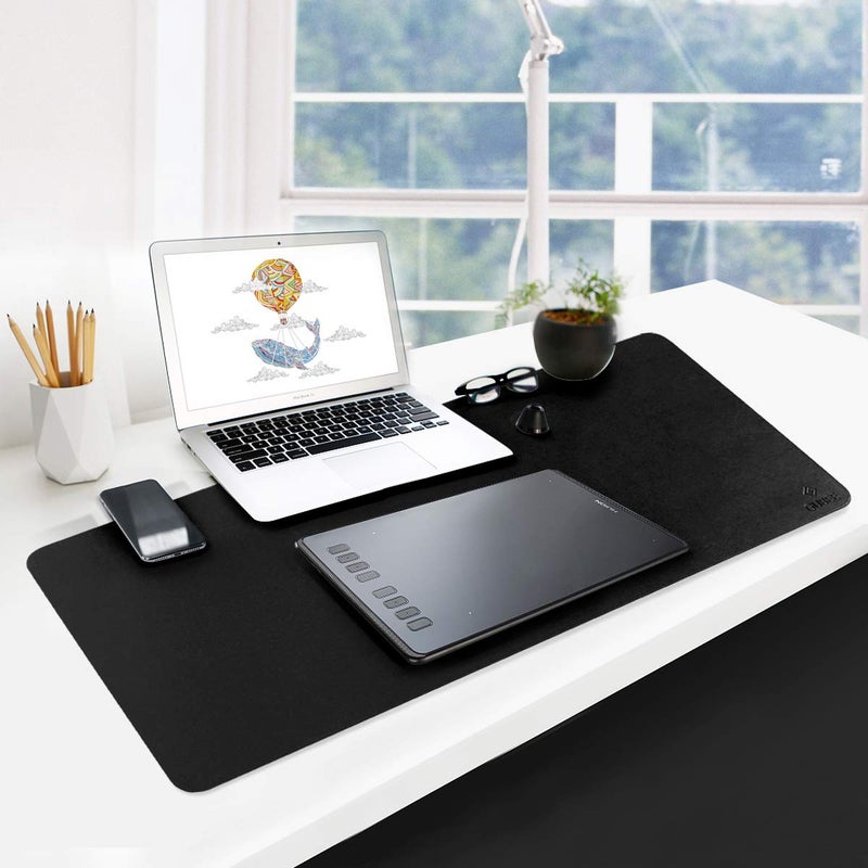 GUBEE PU Leather Multifunctional Office Desk Pad Mat,Waterproof Non-Slip Anti-Dirty Mouse Pad Mat for Office and Home,Travel,Large Size 35.43x15.75x0.08inch (Black) - Image 1